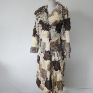Lady Western of Canada Patchwork Fur Trenchcoat Fur Jacket Brown White MINK